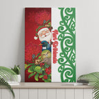 Meri Kirihimete New Zealand Canvas Wall Art Cute Santa NZ Animals and Pohutukawa