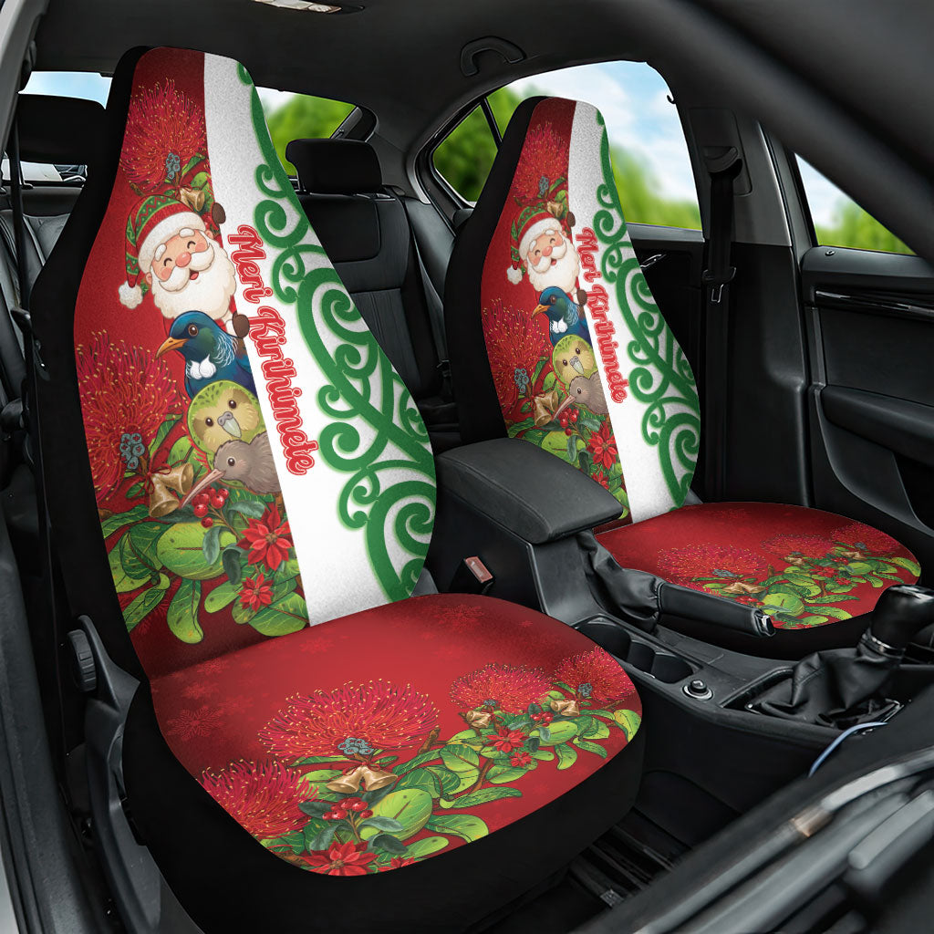 Meri Kirihimete New Zealand Car Seat Cover Cute Santa NZ Animals and Pohutukawa