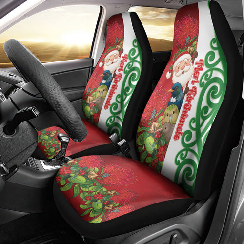 Meri Kirihimete New Zealand Car Seat Cover Cute Santa NZ Animals and Pohutukawa