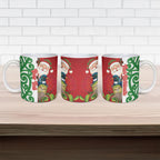 Meri Kirihimete New Zealand Personalised Ceramic Mug Cute Santa NZ Animals and Pohutukawa