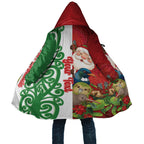 Meri Kirihimete New Zealand Personalised Cloak Cute Santa NZ Animals and Pohutukawa