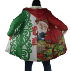 Meri Kirihimete New Zealand Personalised Cloak Cute Santa NZ Animals and Pohutukawa