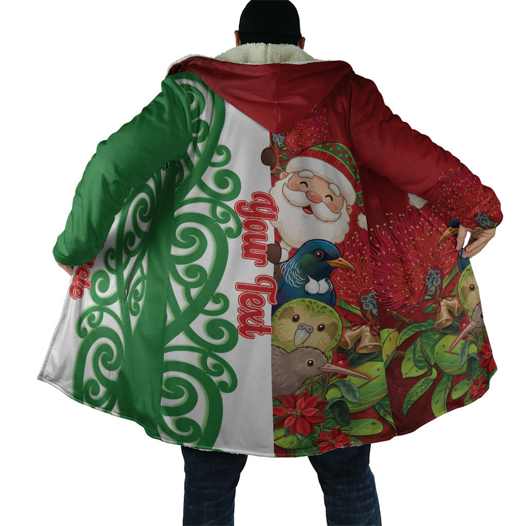 Meri Kirihimete New Zealand Personalised Cloak Cute Santa NZ Animals and Pohutukawa
