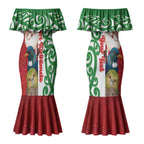 Meri Kirihimete New Zealand Personalised Couples Matching Mermaid Dress and Hawaiian Shirt Cute Santa NZ Animals and Pohutukawa LT14