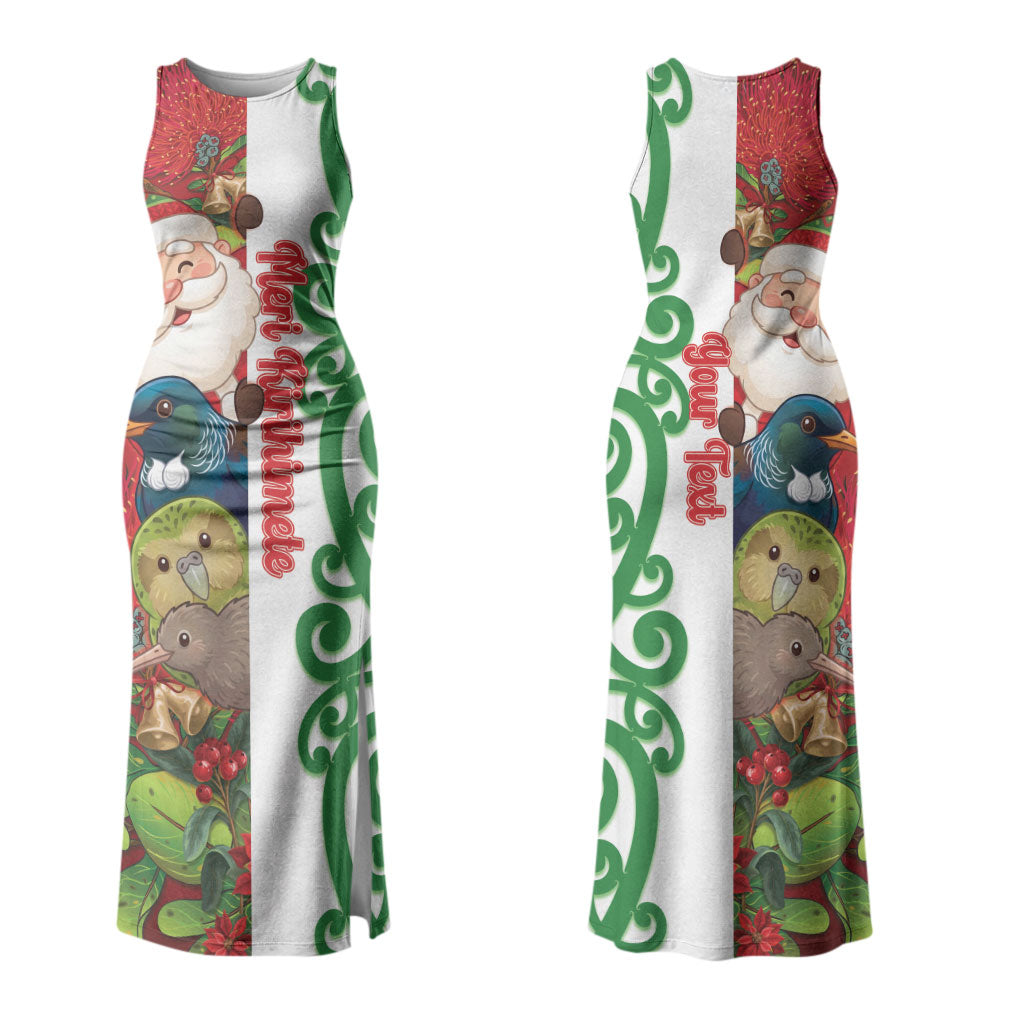 Meri Kirihimete New Zealand Personalised Couples Matching Tank Maxi Dress and Hawaiian Shirt Cute Santa NZ Animals and Pohutukawa LT14