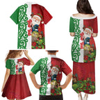 Meri Kirihimete New Zealand Personalised Family Matching Puletasi and Hawaiian Shirt Cute Santa NZ Animals and Pohutukawa