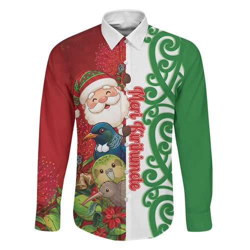 Meri Kirihimete New Zealand Personalised Family Matching Short Sleeve Bodycon Dress and Hawaiian Shirt Cute Santa NZ Animals and Pohutukawa