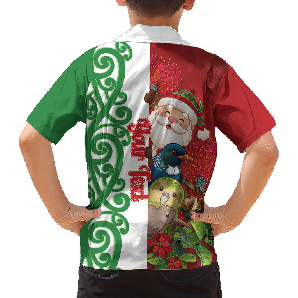 Meri Kirihimete New Zealand Personalised Family Matching Summer Maxi Dress and Hawaiian Shirt Cute Santa NZ Animals and Pohutukawa