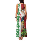 Meri Kirihimete New Zealand Personalised Family Matching Tank Maxi Dress and Hawaiian Shirt Cute Santa NZ Animals and Pohutukawa