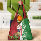 Meri Kirihimete New Zealand Grocery Bag Cute Santa NZ Animals and Pohutukawa