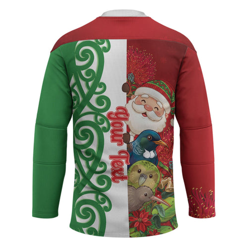 Meri Kirihimete New Zealand Personalised Hockey Jersey Cute Santa NZ Animals and Pohutukawa