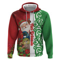 Meri Kirihimete New Zealand Personalised Hoodie Cute Santa NZ Animals and Pohutukawa