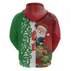 Meri Kirihimete New Zealand Personalised Hoodie Cute Santa NZ Animals and Pohutukawa