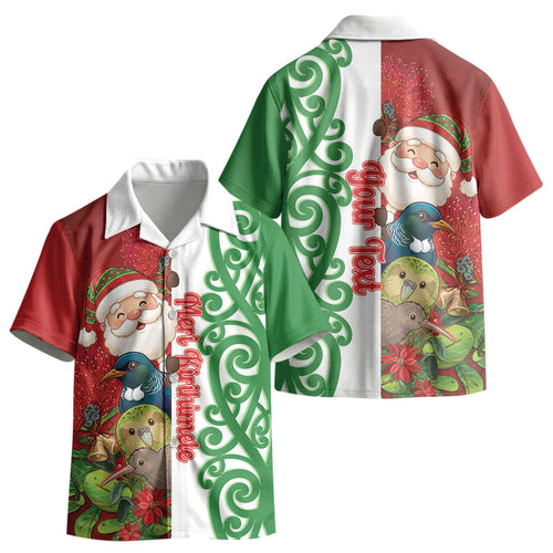 Meri Kirihimete New Zealand Personalised Kid Hawaiian Shirt Cute Santa NZ Animals and Pohutukawa LT14
