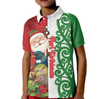 Meri Kirihimete New Zealand Personalised Kid Polo Shirt Cute Santa NZ Animals and Pohutukawa