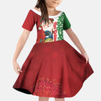 Meri Kirihimete New Zealand Personalised Kid Short Sleeve Dress Cute Santa NZ Animals and Pohutukawa