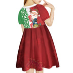 Meri Kirihimete New Zealand Personalised Kid Short Sleeve Dress Cute Santa NZ Animals and Pohutukawa