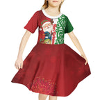 Meri Kirihimete New Zealand Personalised Kid Short Sleeve Dress Cute Santa NZ Animals and Pohutukawa