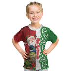 Meri Kirihimete New Zealand Personalised Kid T Shirt Cute Santa NZ Animals and Pohutukawa