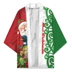 Meri Kirihimete New Zealand Personalised Kimono Cute Santa NZ Animals and Pohutukawa