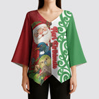Meri Kirihimete New Zealand Personalised Kimono Sleeve Blouse Cute Santa NZ Animals and Pohutukawa