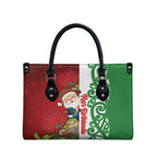 Meri Kirihimete New Zealand Leather Bag Cute Santa NZ Animals and Pohutukawa