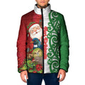 Meri Kirihimete New Zealand Personalised Padded Jacket Cute Santa NZ Animals and Pohutukawa