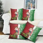 Meri Kirihimete New Zealand Pillow Cover Cute Santa NZ Animals and Pohutukawa