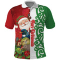 Meri Kirihimete New Zealand Personalised Polo Shirt Cute Santa NZ Animals and Pohutukawa