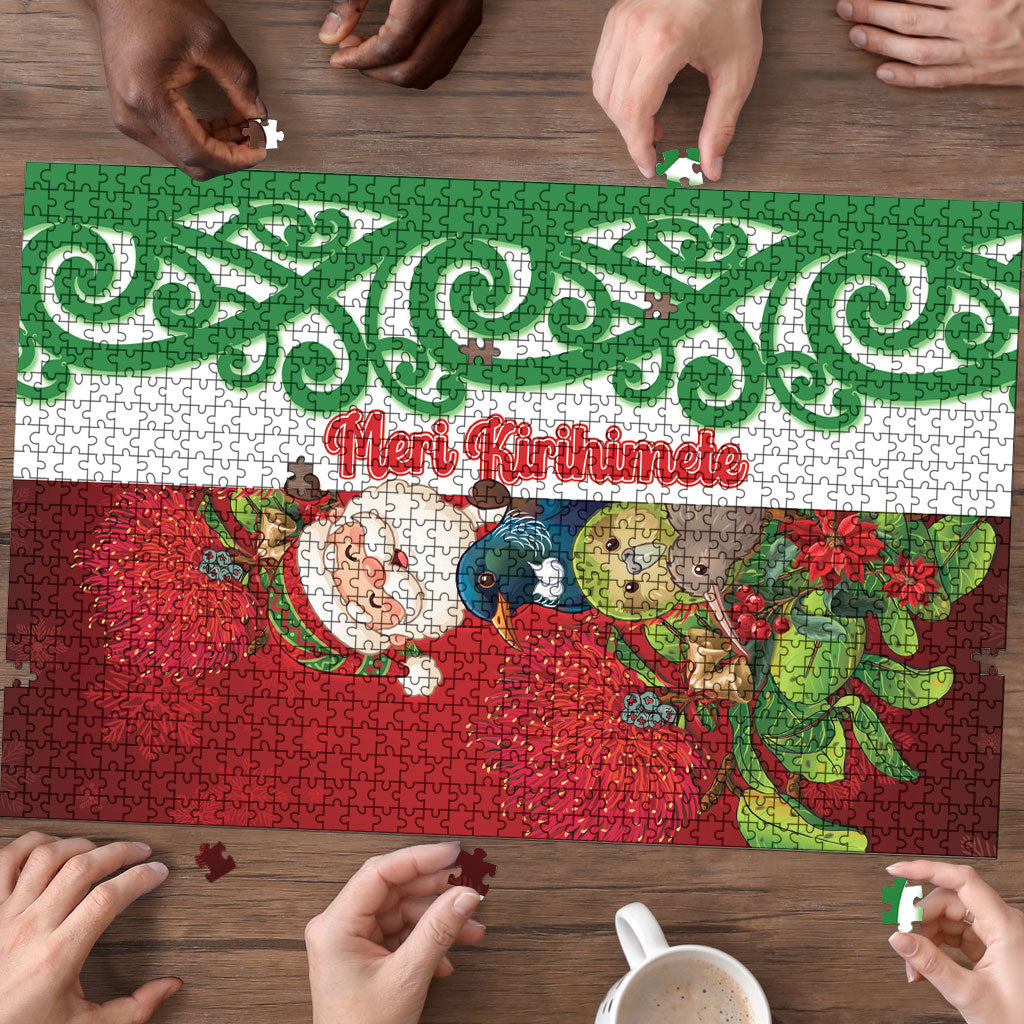 Meri Kirihimete New Zealand Puzzle Cute Santa NZ Animals and Pohutukawa