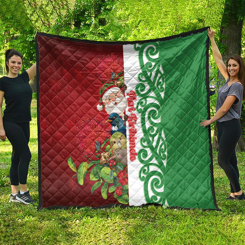 Meri Kirihimete New Zealand Quilt Cute Santa NZ Animals and Pohutukawa