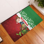 Meri Kirihimete New Zealand Rubber Doormat Cute Santa NZ Animals and Pohutukawa