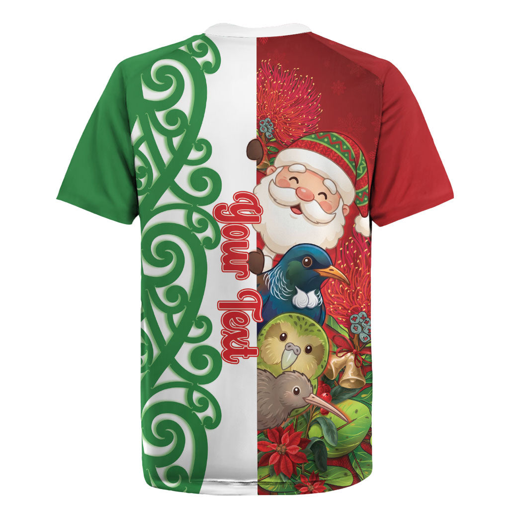 Meri Kirihimete New Zealand Personalised Rugby Jersey Cute Santa NZ Animals and Pohutukawa