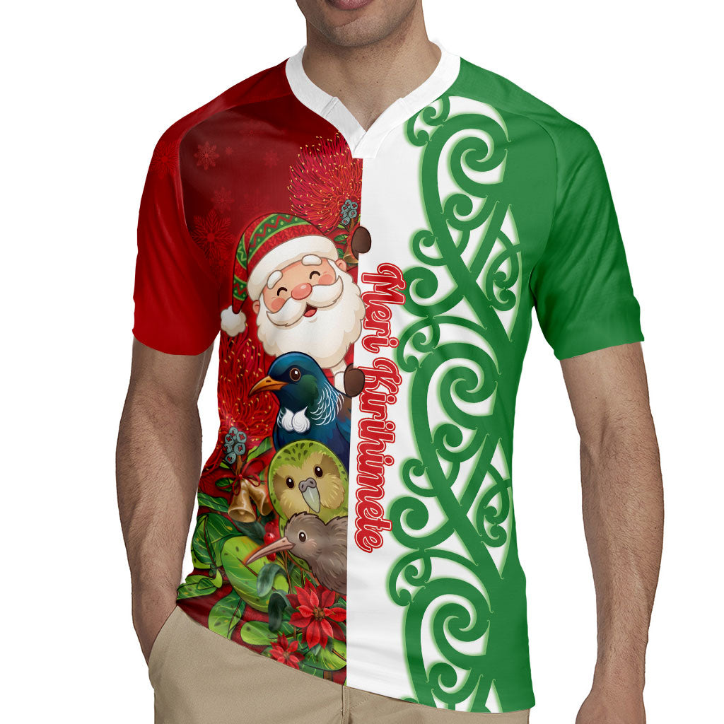 Meri Kirihimete New Zealand Personalised Rugby Jersey Cute Santa NZ Animals and Pohutukawa
