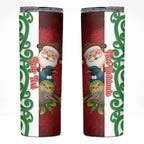 Meri Kirihimete New Zealand Personalised Skinny Tumbler Cute Santa NZ Animals and Pohutukawa