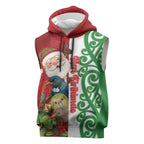 Meri Kirihimete New Zealand Personalised Sleeveless Hoodie Cute Santa NZ Animals and Pohutukawa