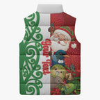 Meri Kirihimete New Zealand Personalised Sleeveless Puffer Jacket Cute Santa NZ Animals and Pohutukawa