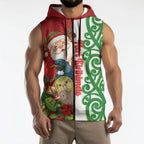 Meri Kirihimete New Zealand Personalised Sleeveless Zip Hoodie Cute Santa NZ Animals and Pohutukawa