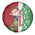 Meri Kirihimete New Zealand Spare Tire Cover Cute Santa NZ Animals and Pohutukawa