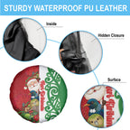 Meri Kirihimete New Zealand Spare Tire Cover Cute Santa NZ Animals and Pohutukawa