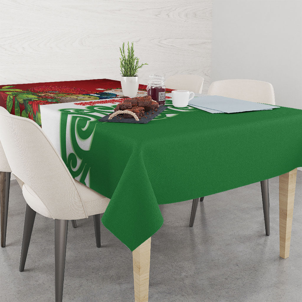 Meri Kirihimete New Zealand Tablecloth Cute Santa NZ Animals and Pohutukawa