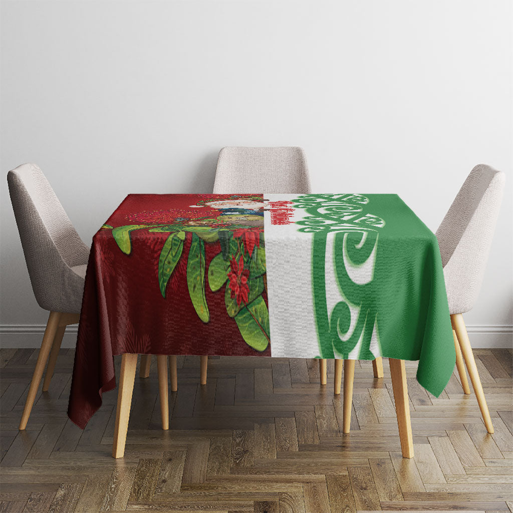 Meri Kirihimete New Zealand Tablecloth Cute Santa NZ Animals and Pohutukawa