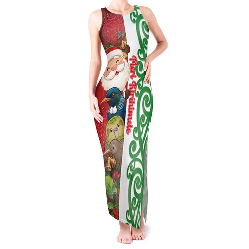 Meri Kirihimete New Zealand Personalised Tank Maxi Dress Cute Santa NZ Animals and Pohutukawa