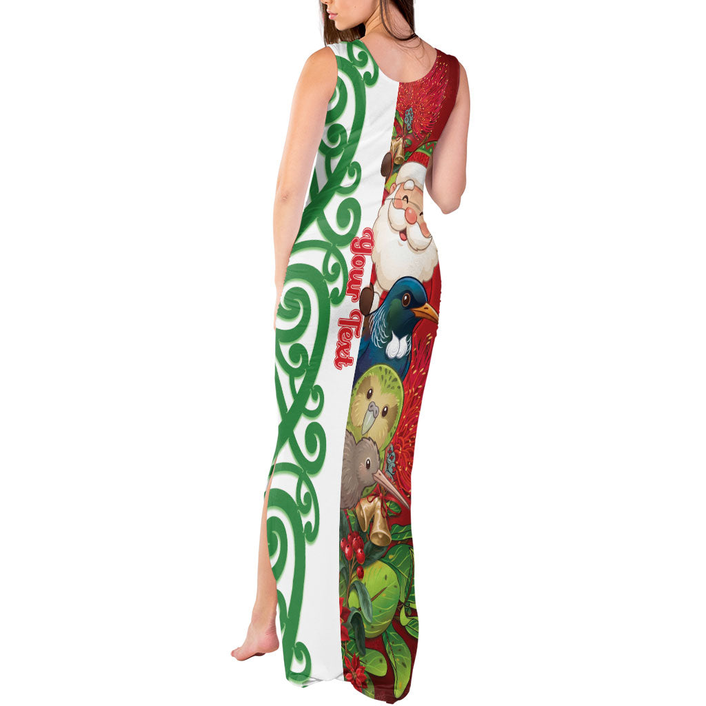 Meri Kirihimete New Zealand Personalised Tank Maxi Dress Cute Santa NZ Animals and Pohutukawa