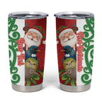 Meri Kirihimete New Zealand Personalised Tumbler Cup Cute Santa NZ Animals and Pohutukawa