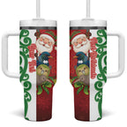 Meri Kirihimete New Zealand Personalised Tumbler With Handle Cute Santa NZ Animals and Pohutukawa