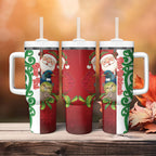 Meri Kirihimete New Zealand Personalised Tumbler With Handle Cute Santa NZ Animals and Pohutukawa