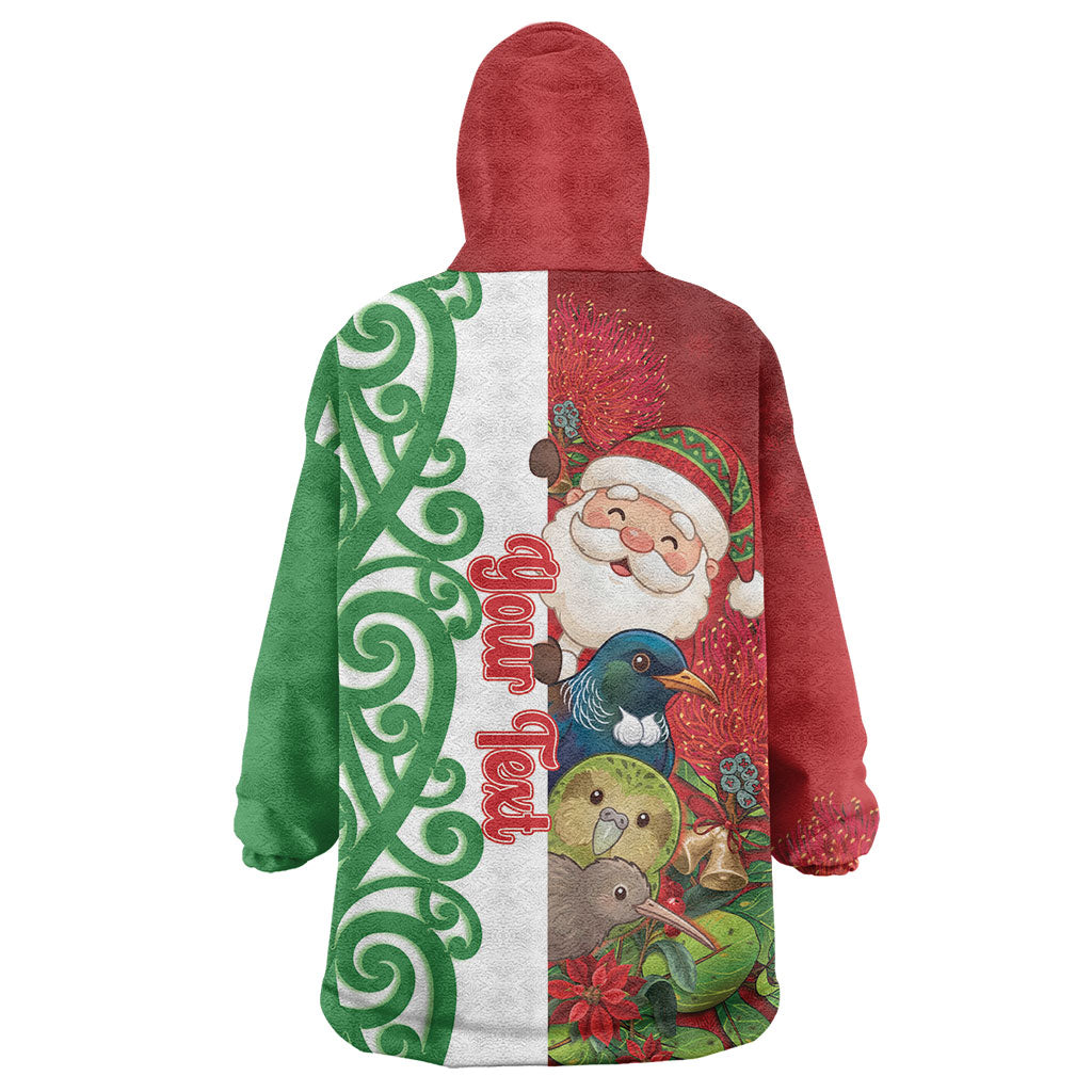 Meri Kirihimete New Zealand Personalised Wearable Blanket Hoodie Cute Santa NZ Animals and Pohutukawa