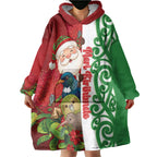 Meri Kirihimete New Zealand Personalised Wearable Blanket Hoodie Cute Santa NZ Animals and Pohutukawa
