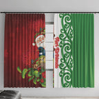 Meri Kirihimete New Zealand Window Curtain Cute Santa NZ Animals and Pohutukawa